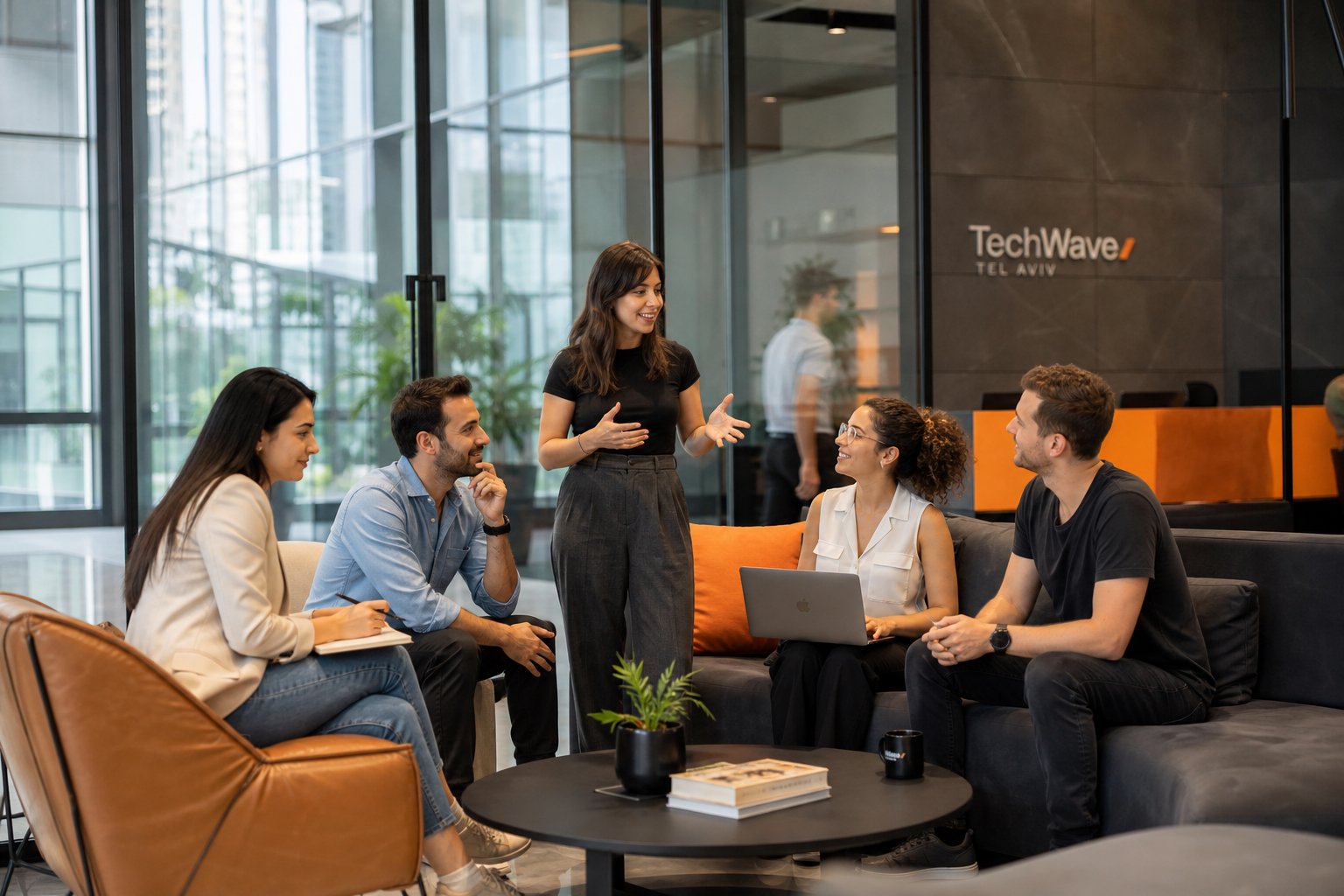 TechHub TLV team and building lobby